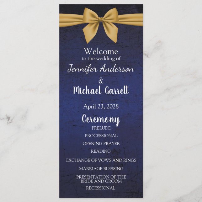 Programa Azul Escuro com Laço Dourado (Frente)