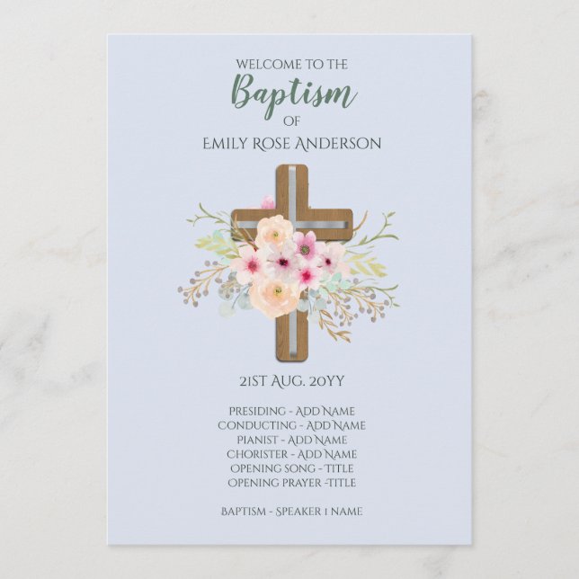 Programa Baptism BOYS - Cruz Floral (Frente)