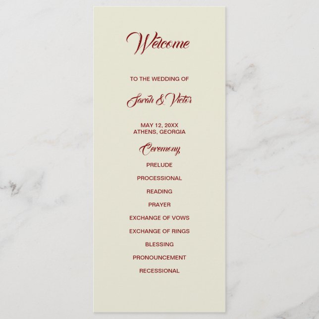 Programa Basic and Elegant double side program card  (Frente)