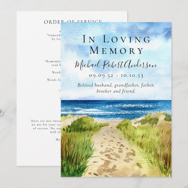 Programa Beach In Loving Memory Funeral (Frente/Verso)