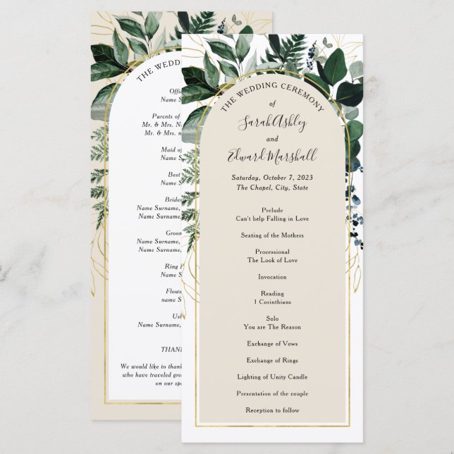 Programa Beige Modern Arch Botanic Greenery (Frente/Verso)