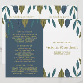 Programa Bi-Fold de Casamento Floral Rustic Leaf