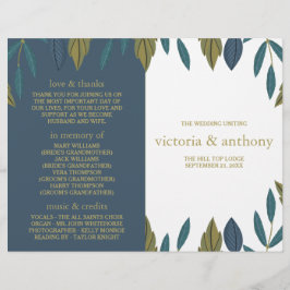Programa Bi-Fold de Casamento Floral Rustic Leaf