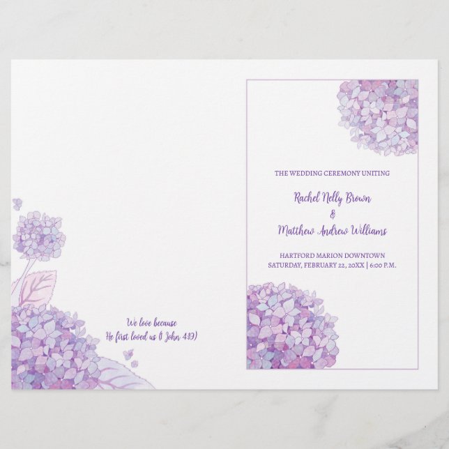 Programa BiFold de Casamento Branco da lavanda Hyd (Frente)