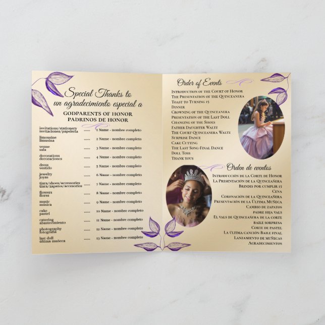 Programa Bilíngue Quinceañera Ordem de Eventos (Interior)