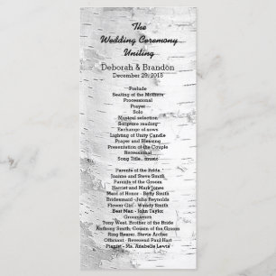 Programa Birch Tree Black and White Tall Weding Program