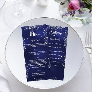 Programa Birthday Menu cintilações de prata azul m