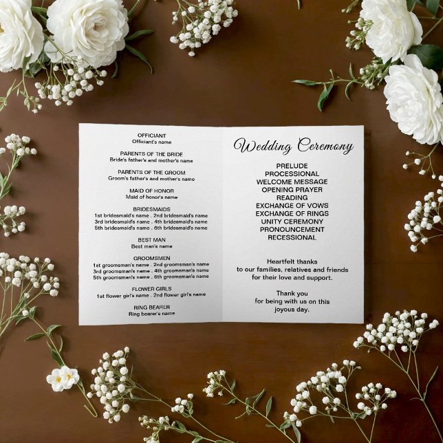 Programa Black and White Wedding Program (Black and white wedding program)