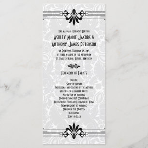 Programa Black White Roaring 20s Art Deco Wedding Program
