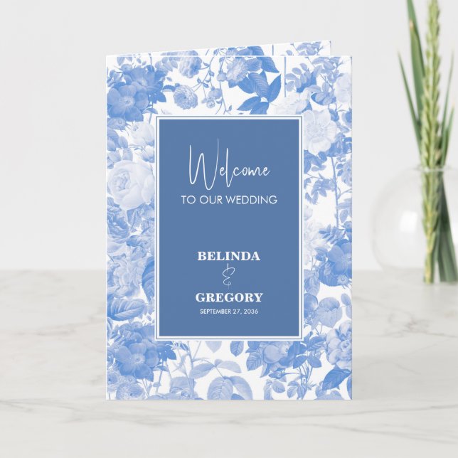 Programa Blue Botanical Florals Wedding Order (Frente)