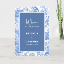 Programa Blue Botanical Florals Wedding Order