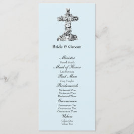 Programa Blue Floral Cross Christian Wedment