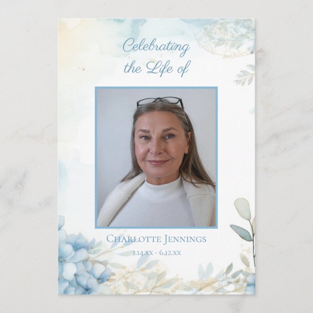 Programa Blue Floral Funeral Ordem de Serviço (Frente)