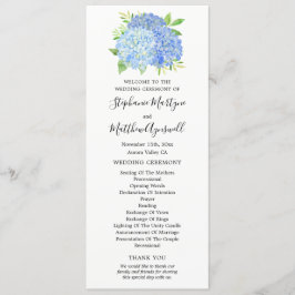 Programa Blue Hydrangea Flowers Watercolor Casamento