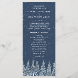 Programa Blue Rustic Winter Forest Wedding Program