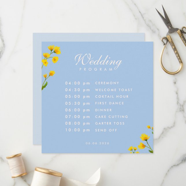 Programa Blue & Yellow buttercup wedding (Frente/Verso In Situ)