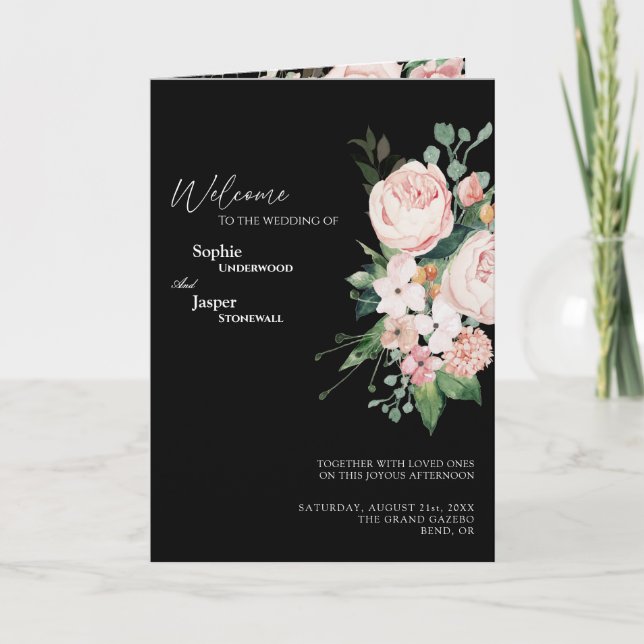 Programa Blush Floral Black Wedding (Frente)