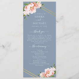 Programa Blush Floral Dourado Geométrico Casamento Azul