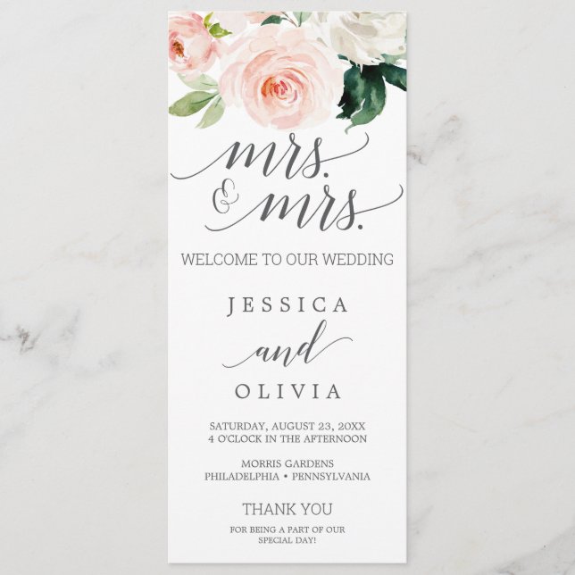 Programa Blush Gay Wedding Blushing Blooms Sra. (Frente)