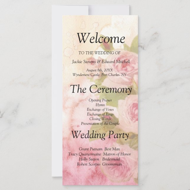 Programa Blush Rosa Botanical Wedding (Frente)