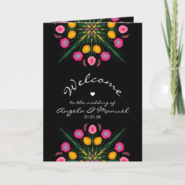 Programa Boas-vindas Florais Borboleta Casamento Mexicano   (Frente)
