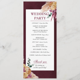 Programa Bohemian Fall Burgundy Floral Wedment