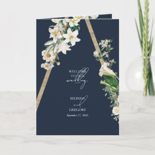 Programa Bohemian Wood Floral Blue Wedding Ordem de Serviço