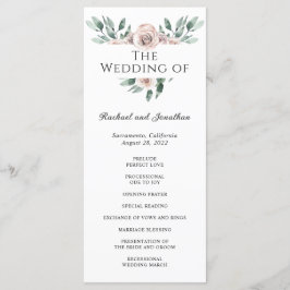 Programa Boho Blush Rosa Floral Weding Program