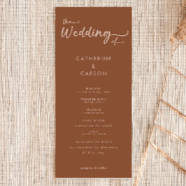 Programa Boho Brown Terracotta Trendy Wedding