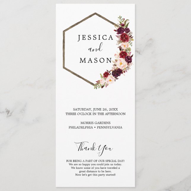 Programa Boho Burgundy Wedding (Frente)