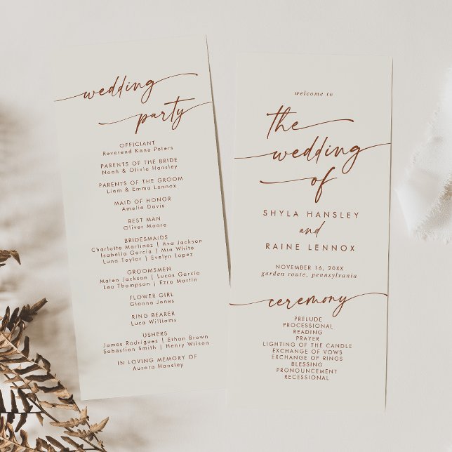 Programa Boho Chic Bohemian Cream Tea Length Wedding (Criador carregado)