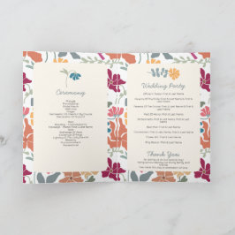 Programa Boho Chic Floral Retro Ordem de Serviço de Casamen