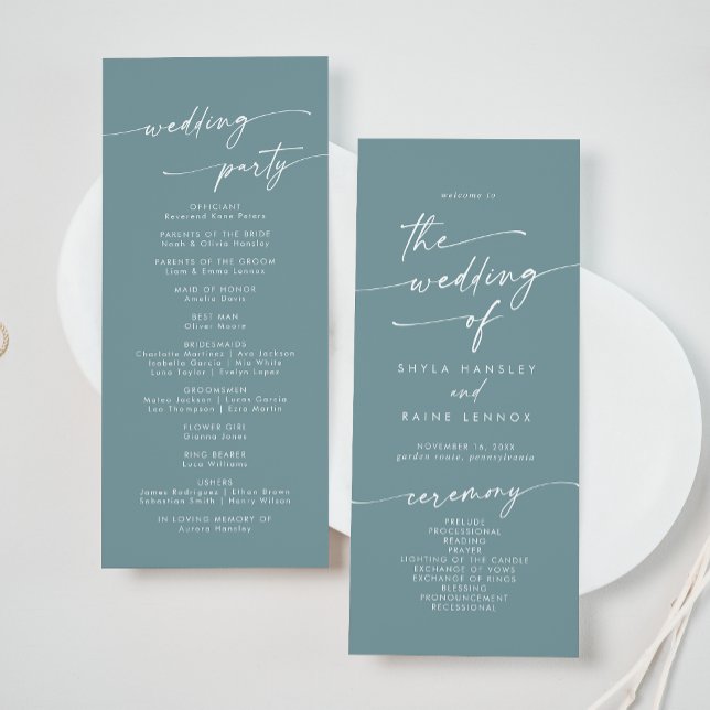 Programa Boho Chic Seafoam Teal Tea Length Weding (Criador carregado)
