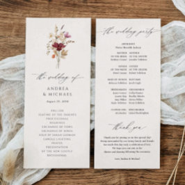 Programa Boho Elegante Casamento de Outono com Flores Silve