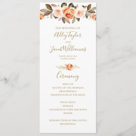 Programa Boho Fall Floral Burnt Orange Weding Program