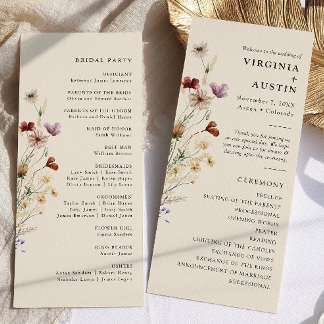 Programa Boho Floral Casamento Elegante (Elegant Boho Floral Wedding Program
)