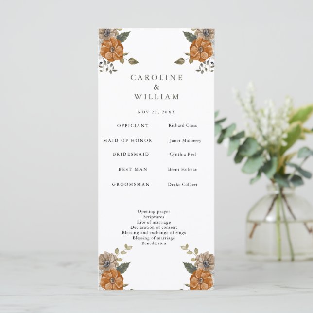 Programa Boho Floral Wedding (Em pé/Frente)