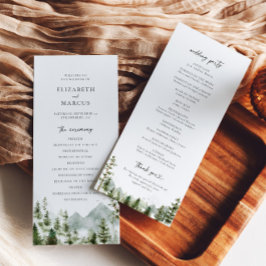 Programa Boho Mountain Forest Pine Tree Casamento Elegante