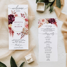 Programa Boho Pampas Grass Burgundy Wedment Program