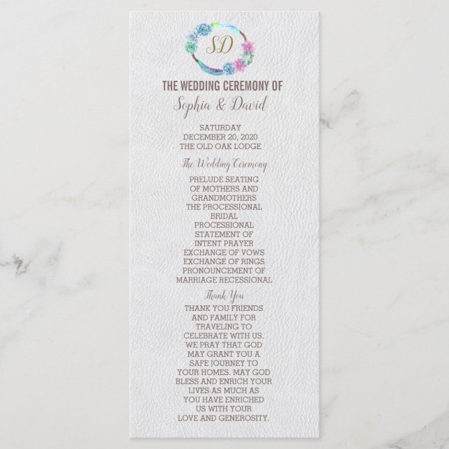 Programa Boho Succulent Cactus Wreath Wedment Program (Frente)