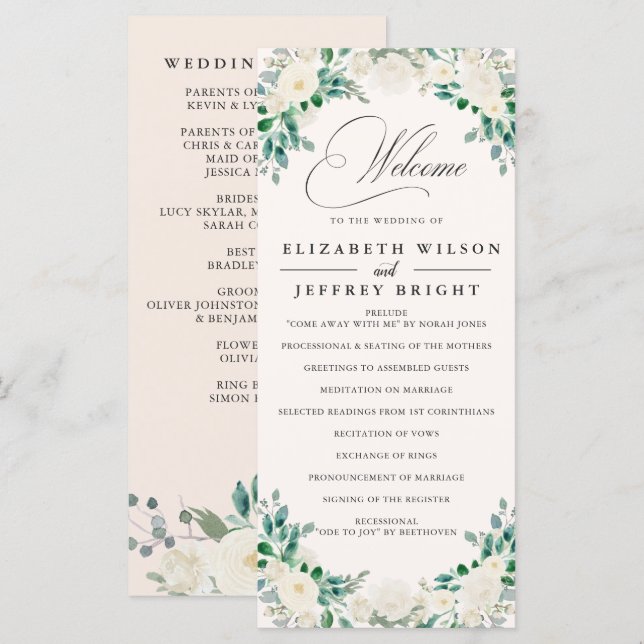 Programa Boho Summer Primavera Ivory Floral Casamento Elega (Frente/Verso)