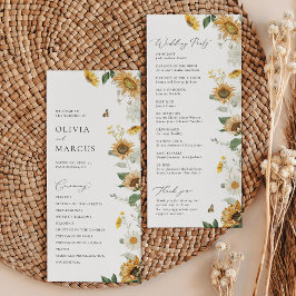 Programa Boho Sunflower Ouro Rays Casamento Elegante Floral
