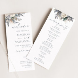 Programa Boho White Rose Floral Flower Garden Casamento