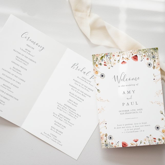 Programa Boho Wildflower Feliz Casamento Dobrado (Criador carregado)