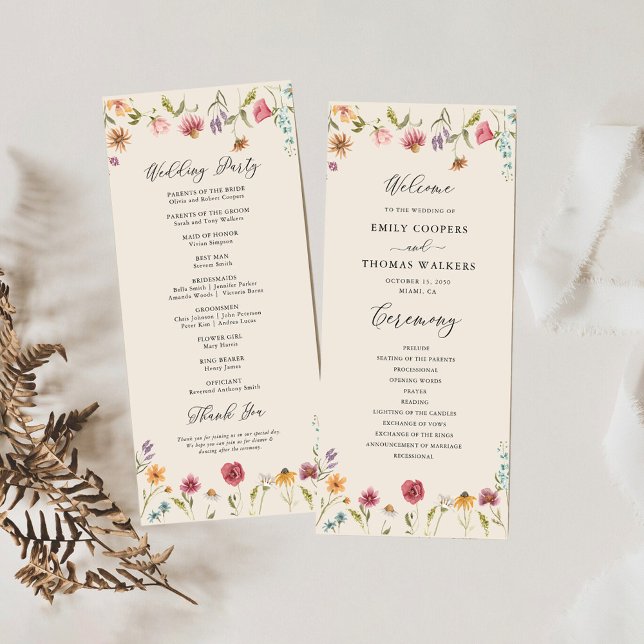 Programa Boho Wildflower Wedding Program (Criador carregado)