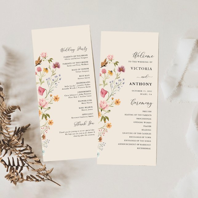 Programa Boho Wildflower Wedding Program (Criador carregado)
