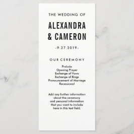 Programa Bold Wedding | Black Modern Text on White Program