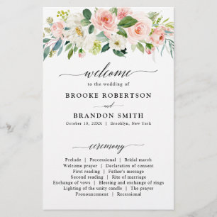 Programa Bonito de Casamento Botânico Rosa-Rosa P