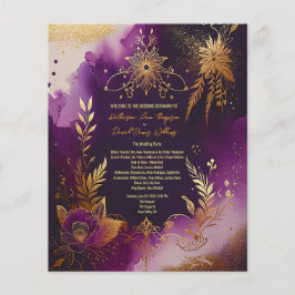 Programa bonito de Casamento de Púrpura e Dourado 