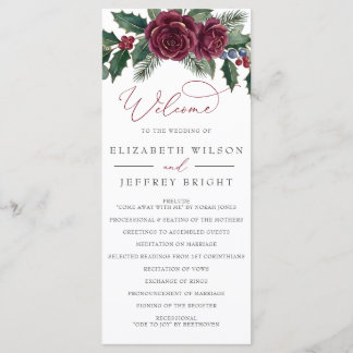Programa Botanical Floral Winter Christmas Wedding